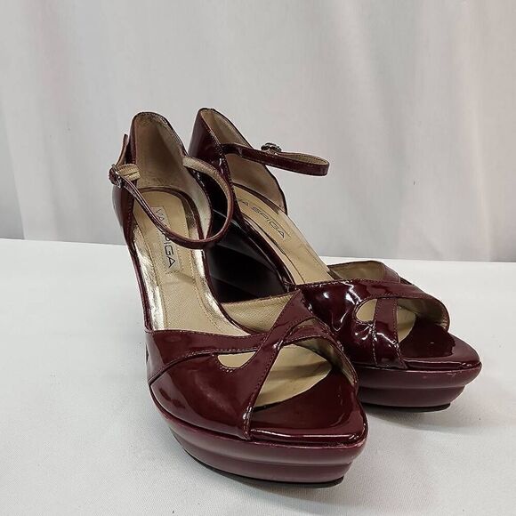 Via Spiga Size 7.5 B Dark Red Platform Patent Leather Heels L - Picture 1 of 11